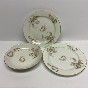 Vintage Limoges Small Floral Plates and Fruit Dish Set 3
